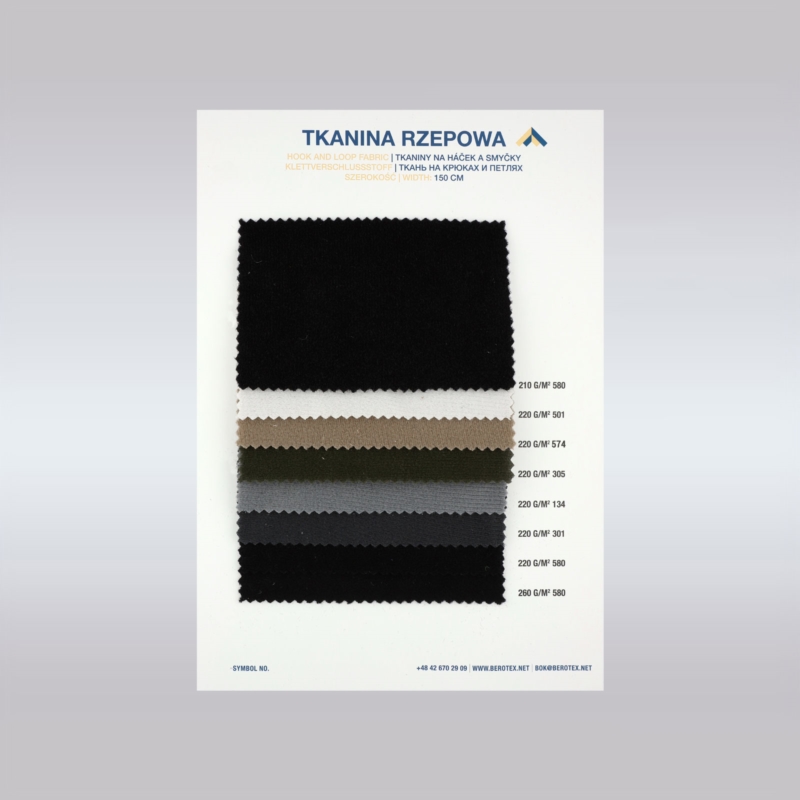 Katalog kolorów tkanin typu rzep