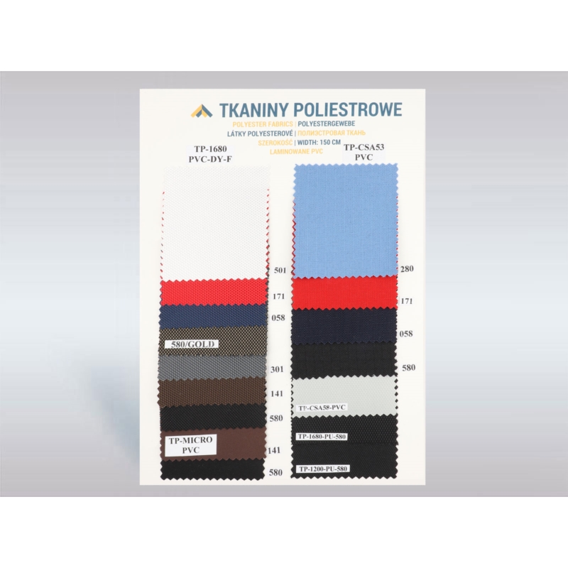 Katalog kolorów tkanin poliestrowych PVC 1680/MICRO/CSA