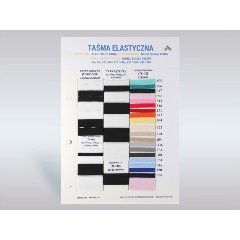 Katalog kolorów taśm elastycznych