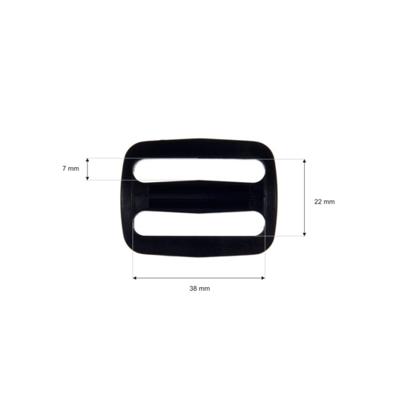 Plastic slide buckle 38/22 mm edmund black 100 pcs
