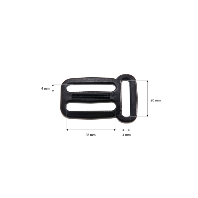 Plastic slide buckle 25/20 mm (0324-8800a) ernest black 100 pcs