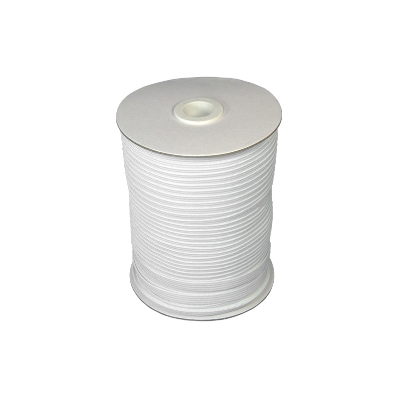 Knitted elastic tape 8 mm (501) white polyester 100 mb