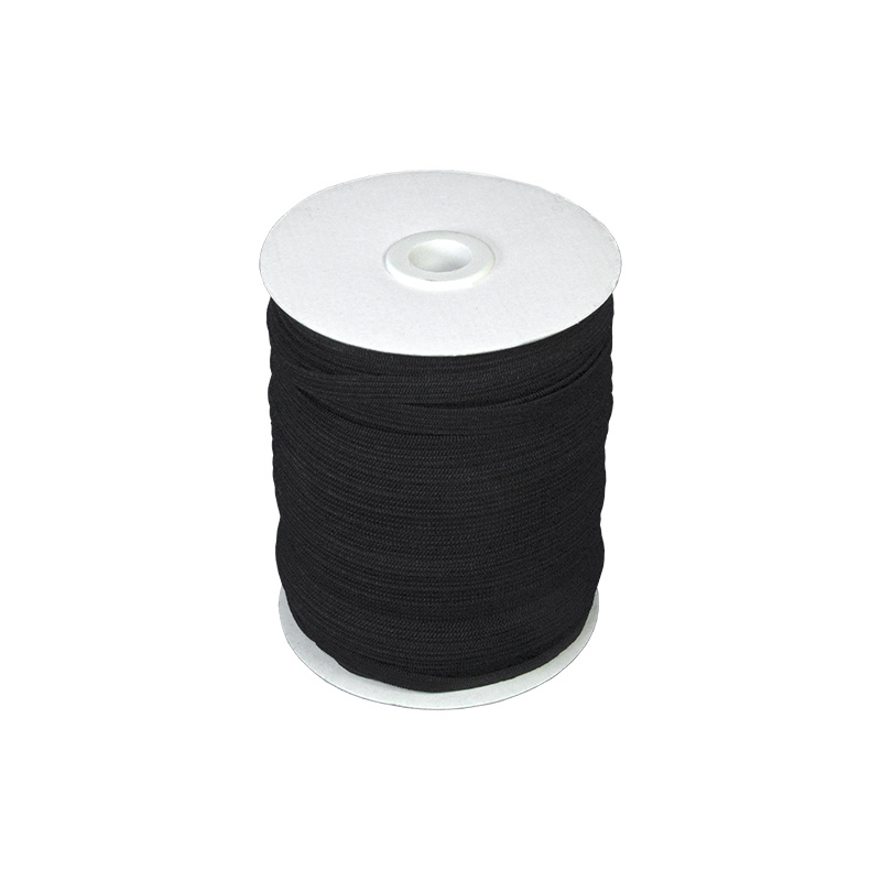 Knitted elastic tape 8 mm (580) black polyester 100 mb