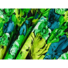 Sztuczna skóra drukowana kwiaty malowane zieleń 35 mb