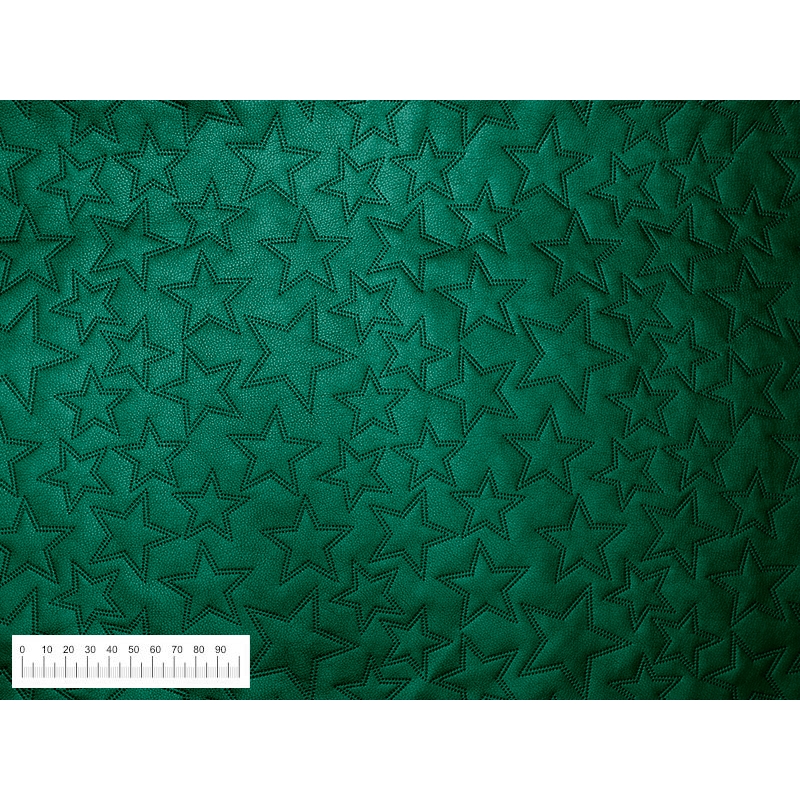 IMITATION QUILTED LEATHER STARS METALLIC GREEN 140 CM 1 MB