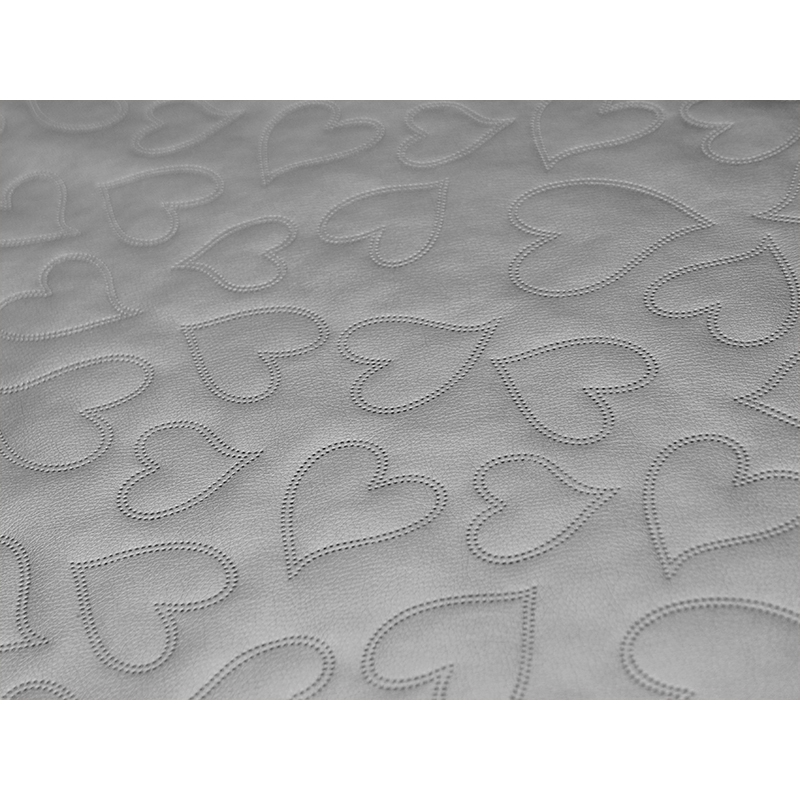 IMITATION QUILTED LEATHER HEARTS SILVER 140 CM 1 MB