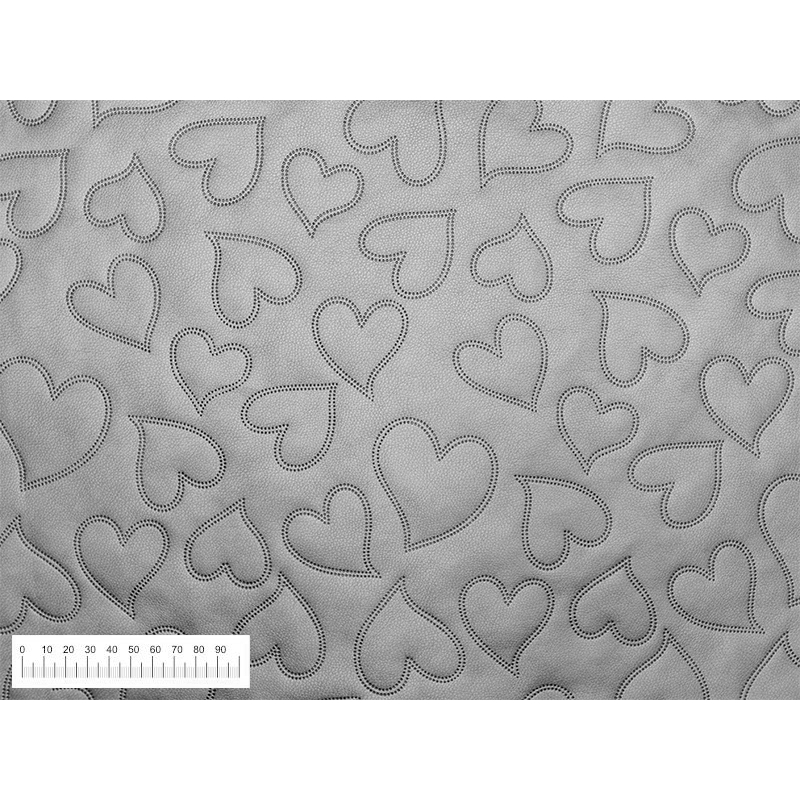 IMITATION QUILTED LEATHER HEARTS SILVER 140 CM 1 MB