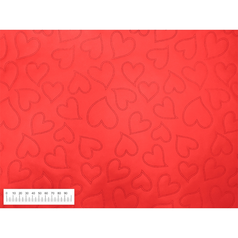 IMITATION QUILTED LEATHER HEARTS RED 140 CM 1 MB