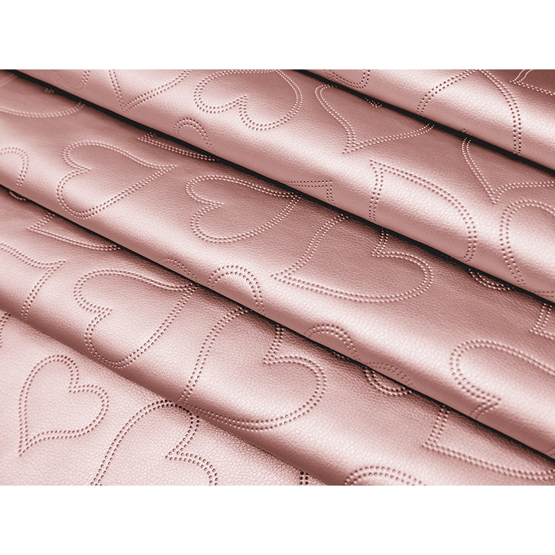 IMITATION QUILTED LEATHER HEARTS PEARL PINK 140 CM 1 MB