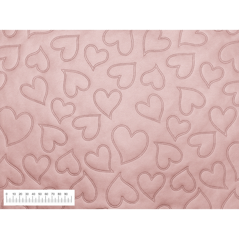 IMITATION QUILTED LEATHER HEARTS PEARL PINK 140 CM 1 MB