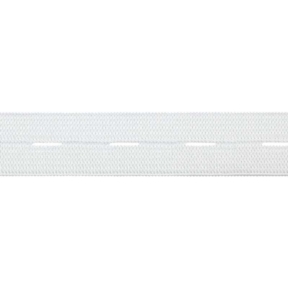 Taśma (guma) dziana guzikowa 20 mm biała 25 mb