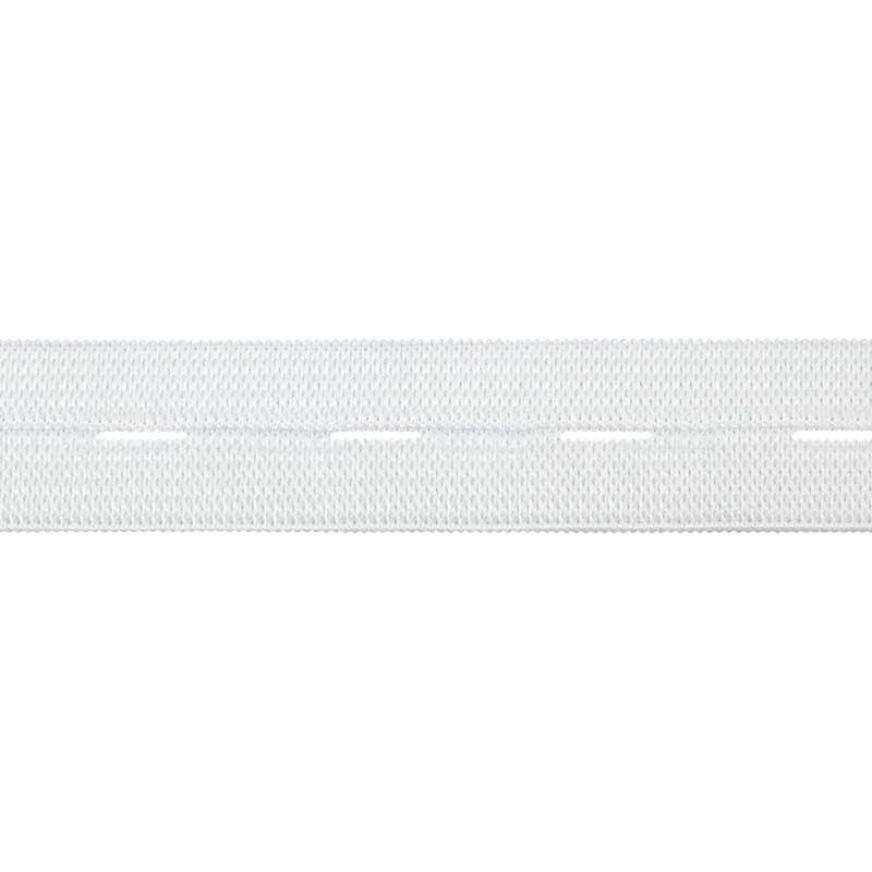 Taśma (guma) dziana guzikowa 25 mm biała 25 mb