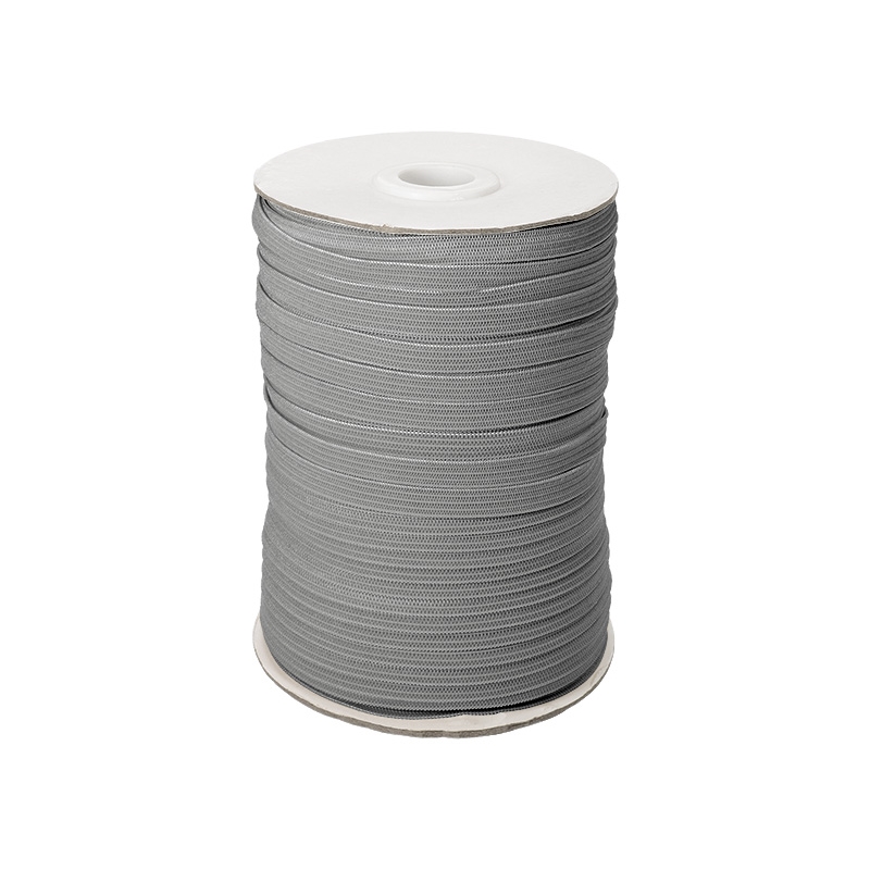 Knitted elastic tape 7 mm (134) grey polyester 100 mb