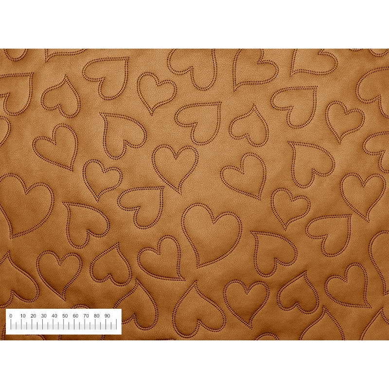 IMITATION QUILTED LEATHER HEARTS COPPER 140 CM 1 MB