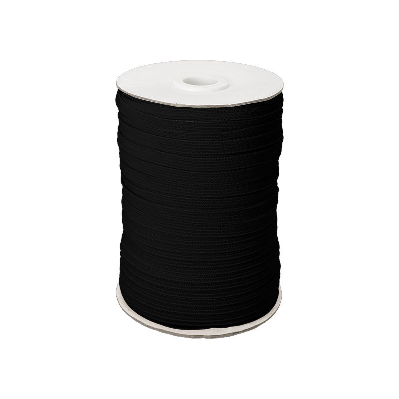 Elastischer band flach gestrickt 7 mm (580) Schwarz polyester 100 lm