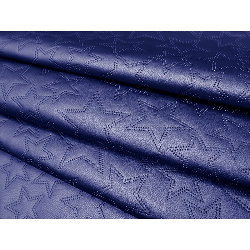 IMITATION QUILTED LEATHER STARS METALLIC NAVY BLUE 140 CM 1 MB
