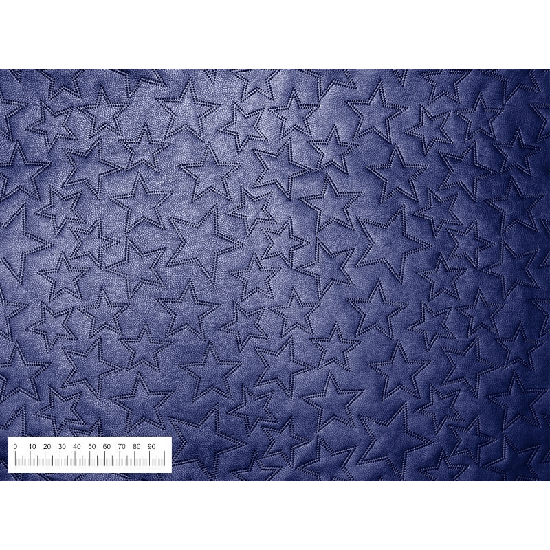 IMITATION QUILTED LEATHER STARS METALLIC NAVY BLUE 140 CM 1 MB