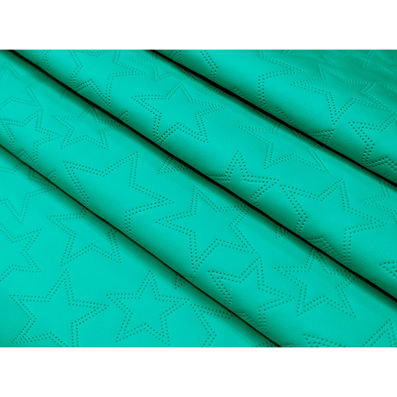 IMITATION QUILTED LEATHER STARS TURQUOISE 140 CM 1 MB