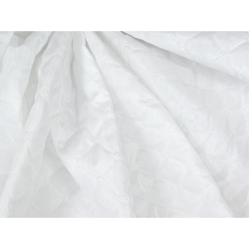 QUILTED POLYESTER LINING  FABRIC  180T SQUARE  + CIRCLE&nbsp3 x&nbsp3 (501) WHITE 150   CM 50  MB