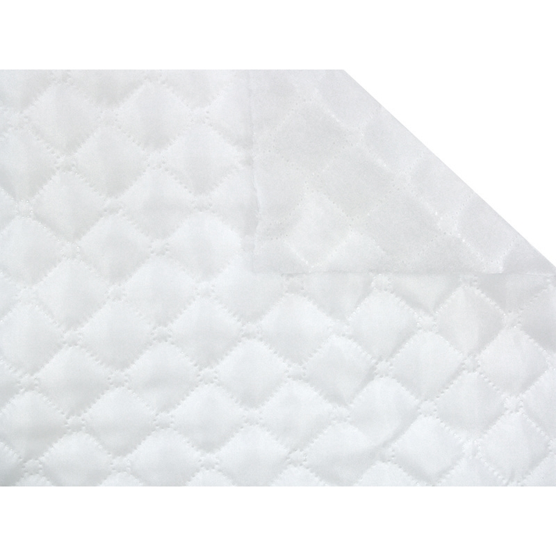 QUILTED POLYESTER LINING  FABRIC  180T SQUARE  + CIRCLE&nbsp3 x&nbsp3 (501) WHITE 150   CM MB