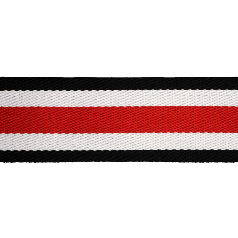 POLYCOTTON WEBBING 50 MM / 1,50 (+/-0,05) MM (42) NAVY BLUE AND WHITE WITH RED STRIPE 50 YD