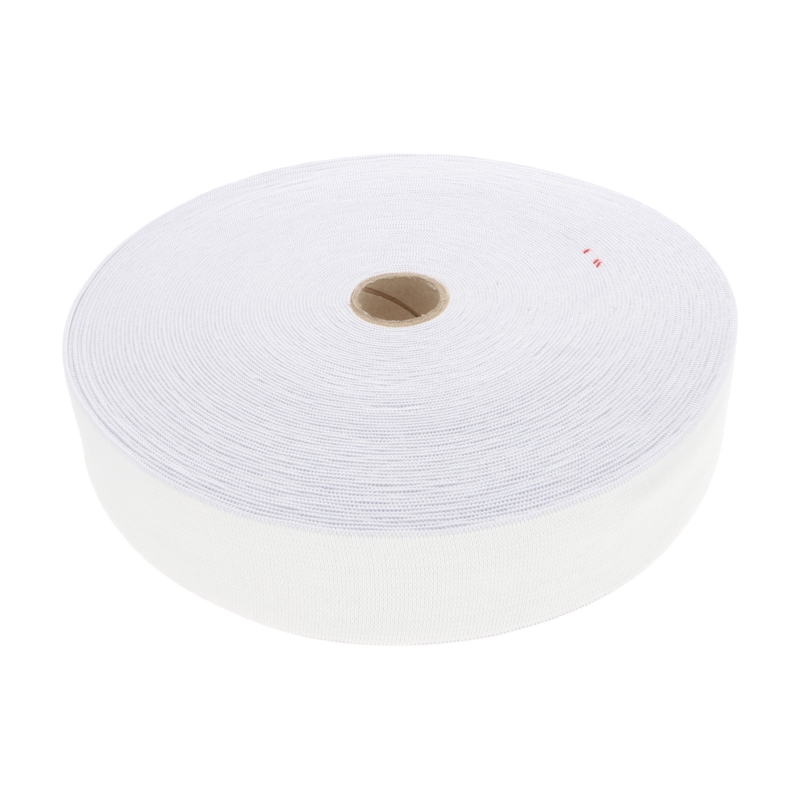 WOVEN ELASTIC TAPE 40 MM (501) WHITE  POLYESTER 25 MB
