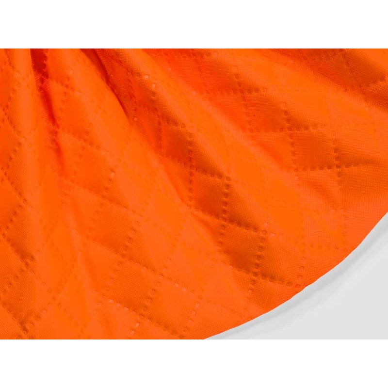 QUILTED POLYESTER FABRIC   420D PU KARO COVERED  ORANGE NEON 1002 150 CM&nbsp25 MB