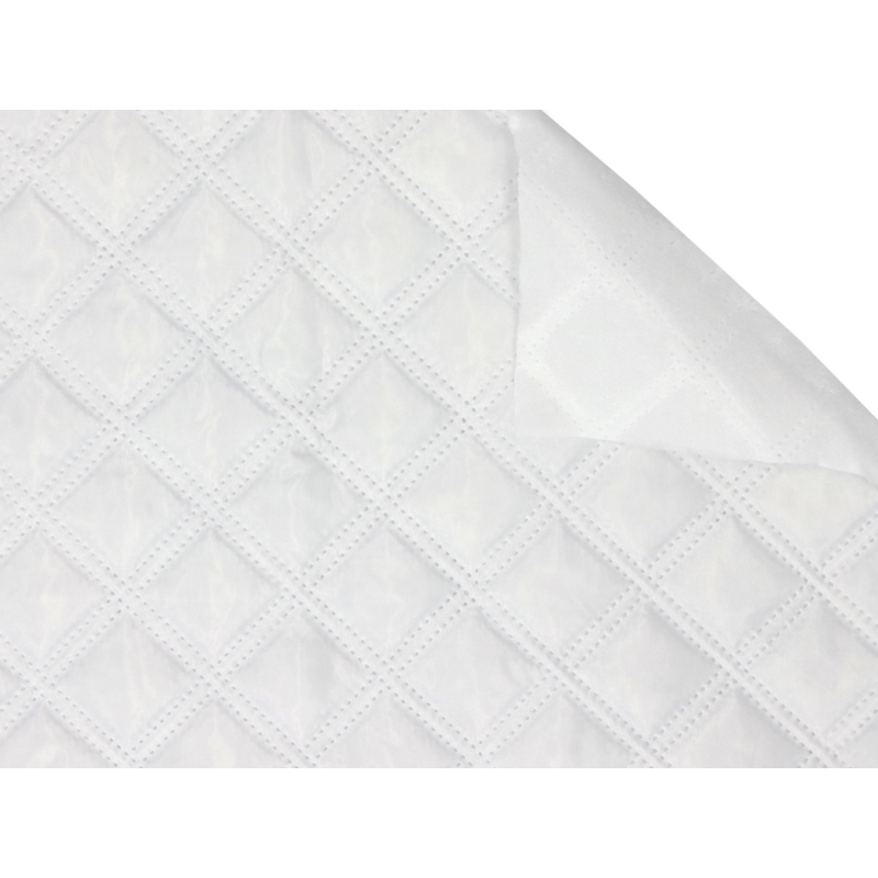 QUILTED POLYESTER LINING   FABRIC CHESSBOARD&nbsp180T (501)  WHITE 150 CM 25MB