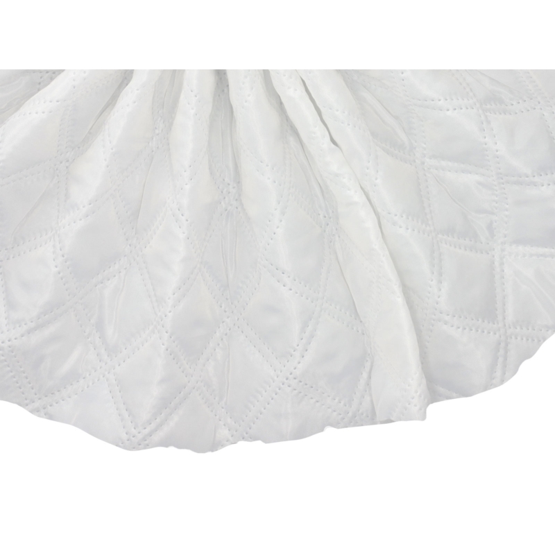 QUILTED POLYESTER LINING   FABRIC CHESSBOARD&nbsp180T (501)  WHITE 150 CM 25MB