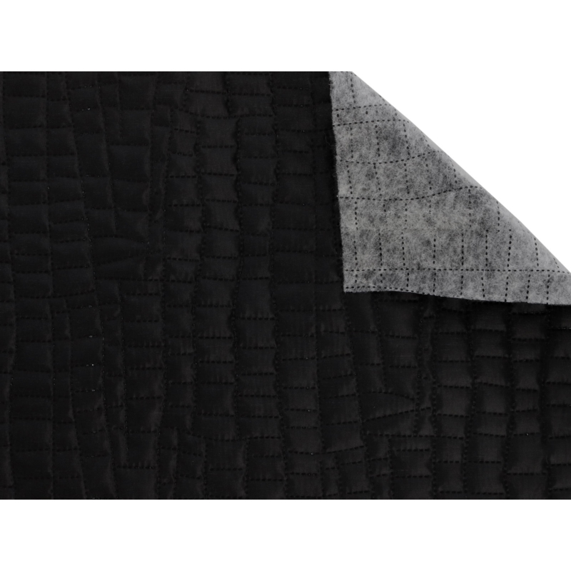 QUILTED  POLYESTER LINING   FABRIC CROCODILE&nbsp180T (501)  BLACK 150 CM  25 MB