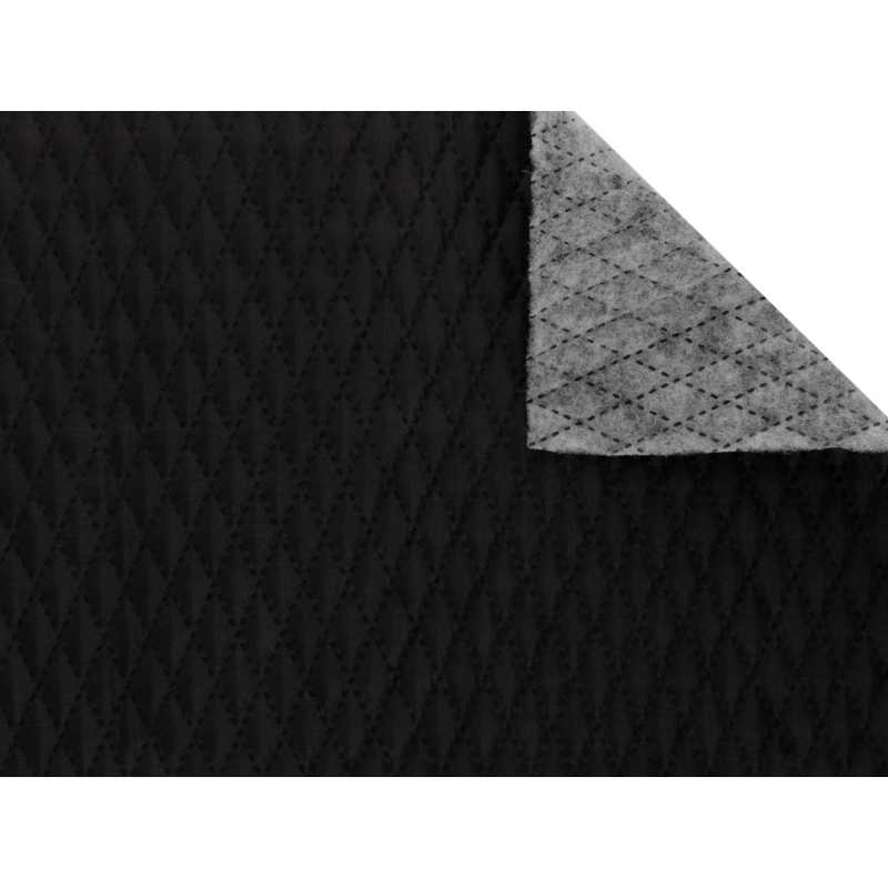 QUILTED POLYESTER LINING   FABRIC DIAMOND&nbsp180T (501) BLACK   150 CM   25MB