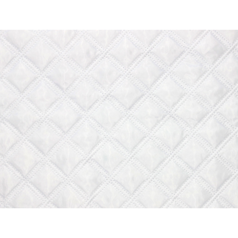 QUILTED POLYESTER LINING   FABRIC CHESSBOARD&nbsp180T (501)  WHITE 150 CM MB