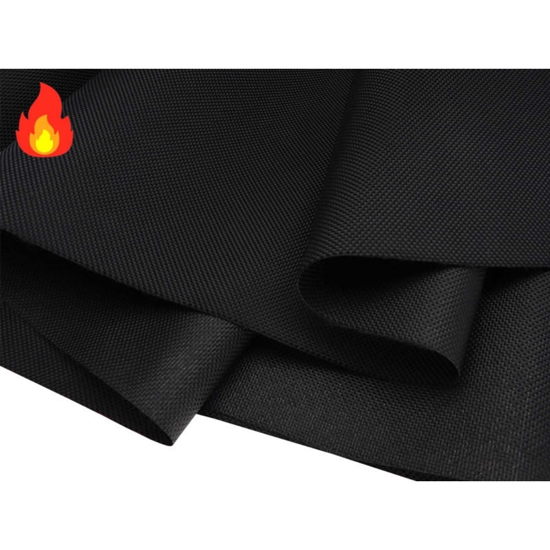 POLYESTER FLAME RETARDANT FABRIC 1680D PU COVERED BLACK 580