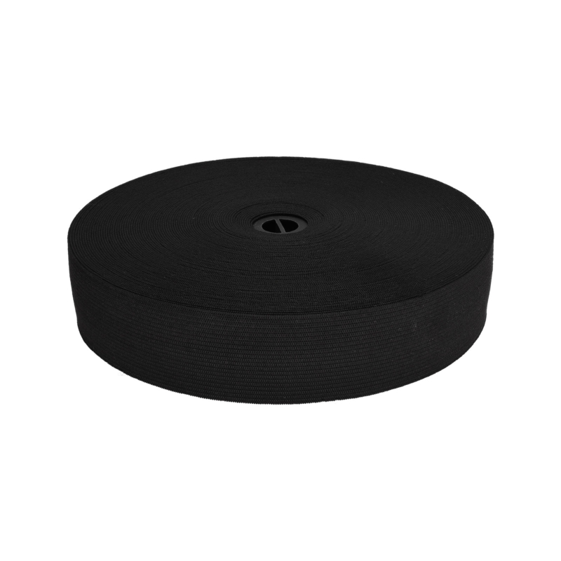 Knitted elastic tape 35 mm (580) black polyester 25 mb