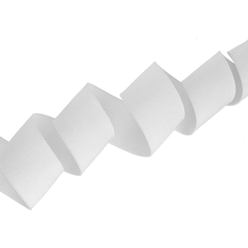 Elastischer band flach gestrickt 35 mm (501) Weiß polyester 25 lm