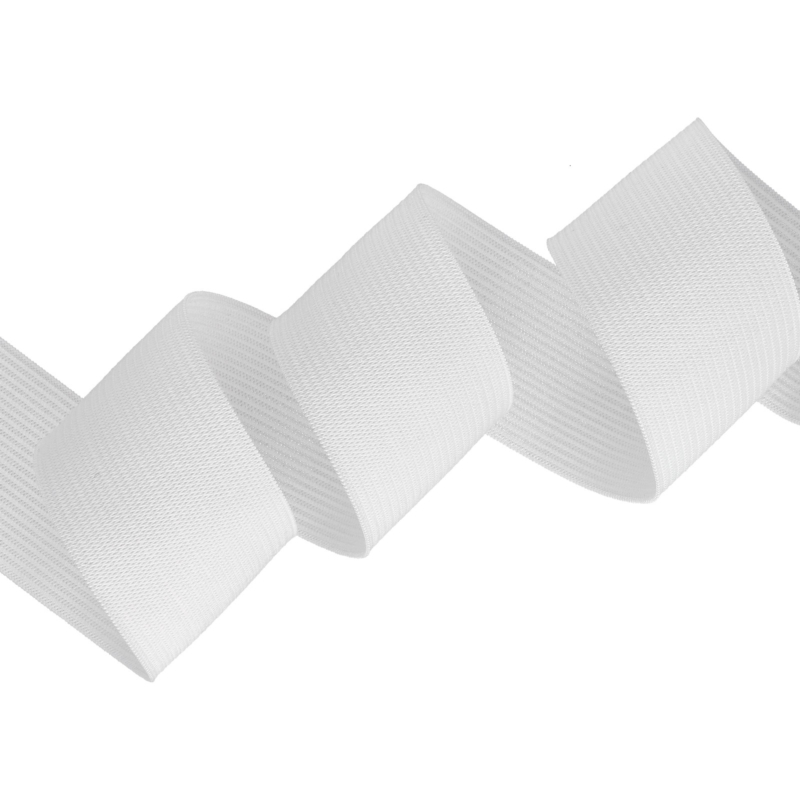 Elastischer band flach gestrickt 45 mm (501) Weiß polyester 25 lm