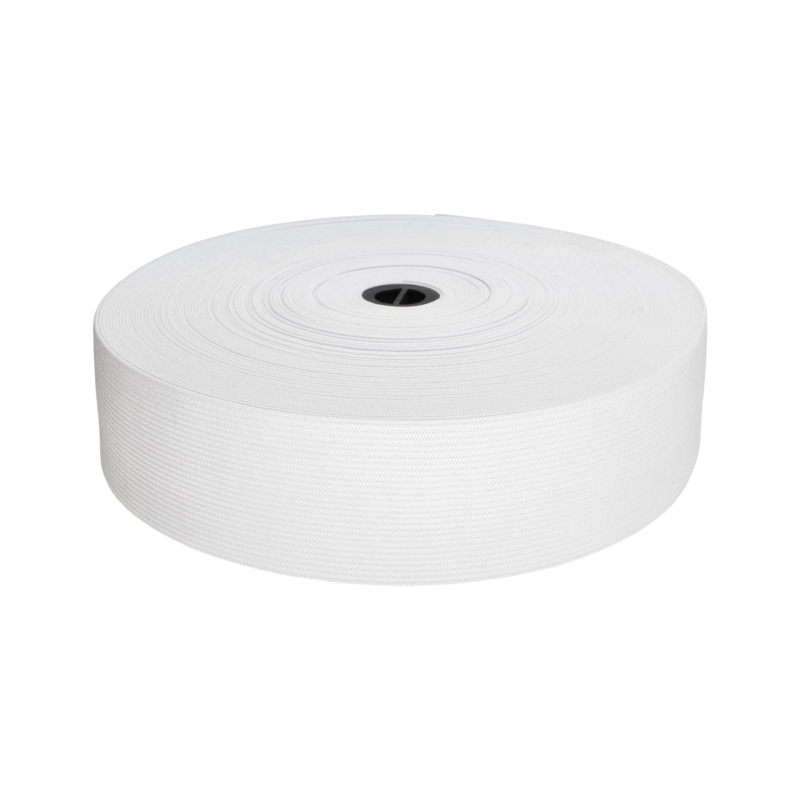 Elastischer band flach gestrickt 45 mm (501) Weiß polyester 25 lm