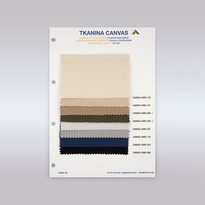 Katalog kolorów tkanin kaletniczych typu CANVAS