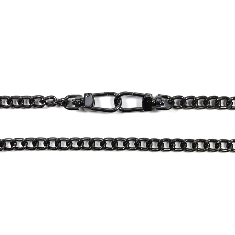 Łańcuszek do torebki z karabinczykiem długość 120 cm czarny nikiel (1010)