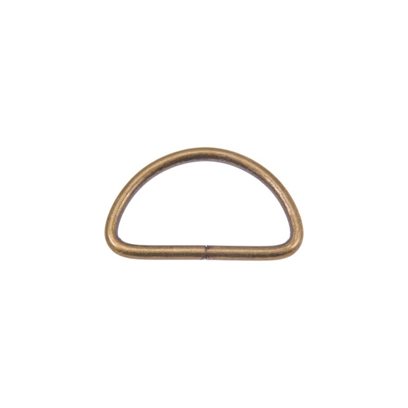 METAL D-RING 40/20/3 MM OLD GOLD WIRE 100 PCS