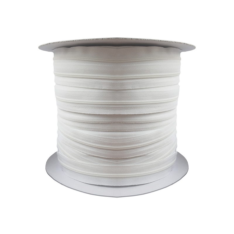 NYLON ZIPPER TAPE WITH CORD 3 (501) WHITE ROLL 300 MB