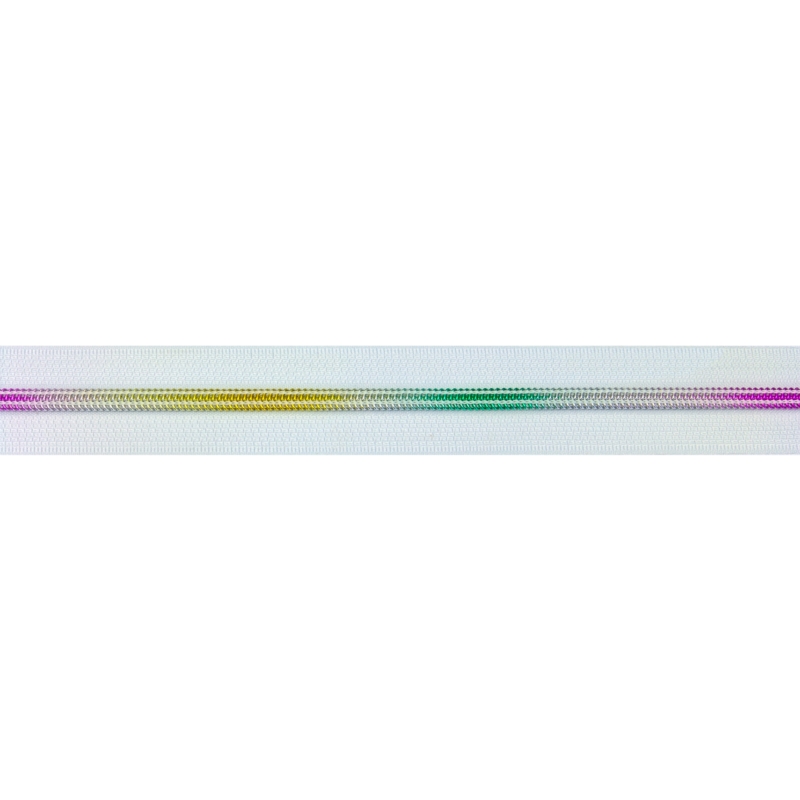 SPIRALREIßVERSCHLUSSBAND 5  RAINBOW (501) WEIß  16,5 G/LM 100 LM