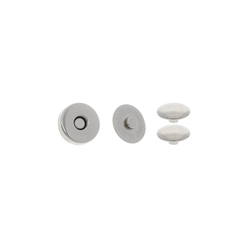 Magnetic button round with double snap fastener 14/14 mm nickel 200 pcs