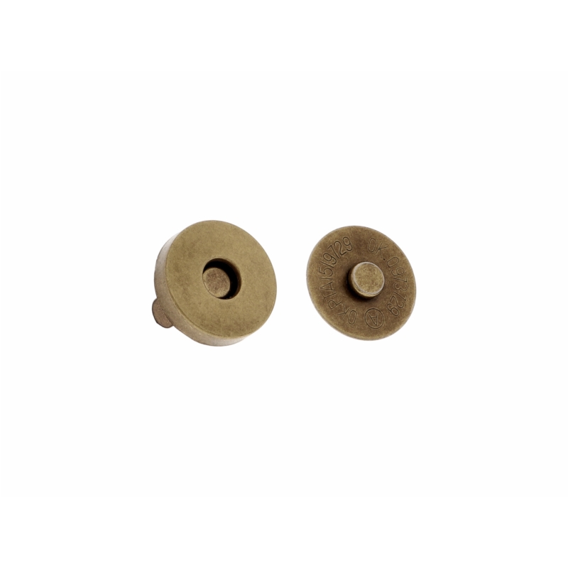 Magnetic button round with snap fastener 18/18 mm old gold 100 pcs