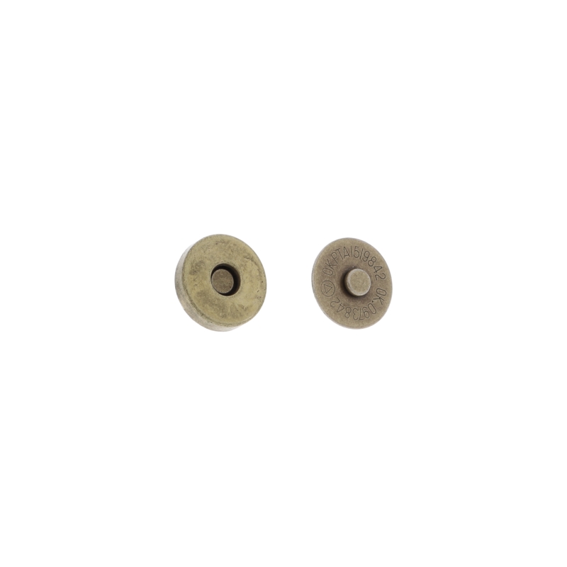 Magnetic button round with double snap fastener 14/14 mm old gold 200 pcs