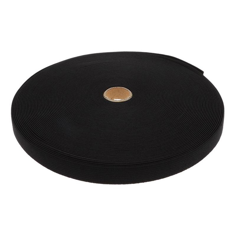 WOVEN ELASTIC TAPE 15 MM (580) BLACK POLYESTER PL 25  MB