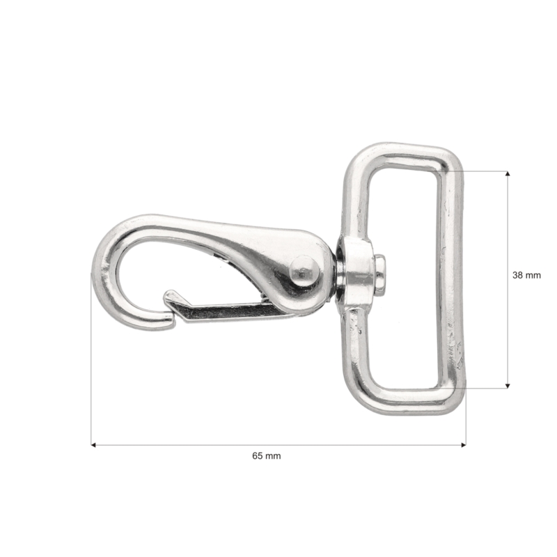 METAL SNAP HOOK 38 MM  DOMINIK NICKEL 1  PCS