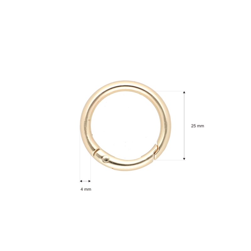 METAL    RING 25/4 MM CARABINER LIGHT  GOLD   WIRE