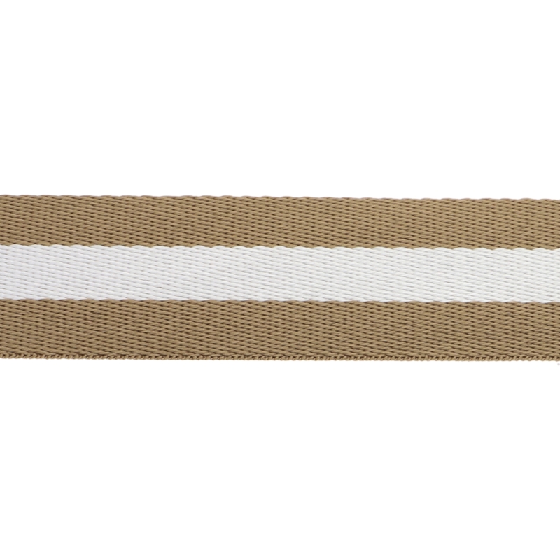 POLYCOTTON WEBBING 38 MM / 1,40 (+/- 0,05) MM (31) BEIGE AND WHITE 50 YD