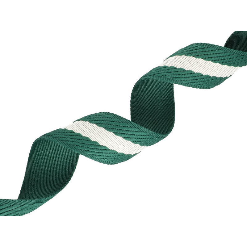 Polycotton webbing 38 mm/2,0 white and green 50 yd